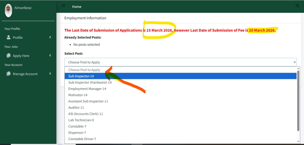 Select Post / Choose Post To Apply